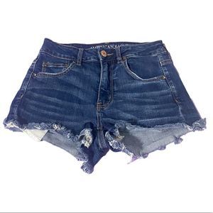 American Eagle Hi-Rise Shortie Denim Shorts Raw Hem-4